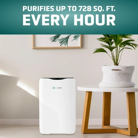 GermGuardian - 18" Console Air Purifier with True HEPA Pure Filter, Ionizer and Timer for 151 Sq. Ft Rooms - White