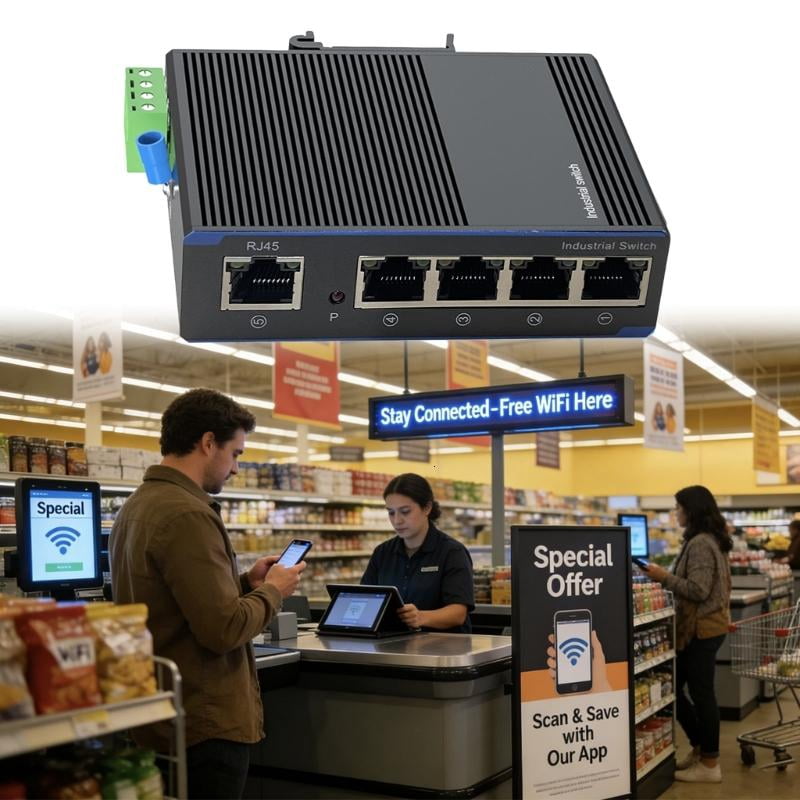 CEORPER Industrial 5 Port Gigabit Networking Switcher Metal Case DIN Rail Mount Perfect