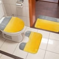 thumbnail image 5 of Yellow Gray Bathroom Rugs Set Geometric Color Block Non Slip Absorbent Soft Bath Mats 3 Piece Set with Bathroom Rug, U-Shaped Floor Mat, Toilet Seat Cover Large Size, 5 of 9