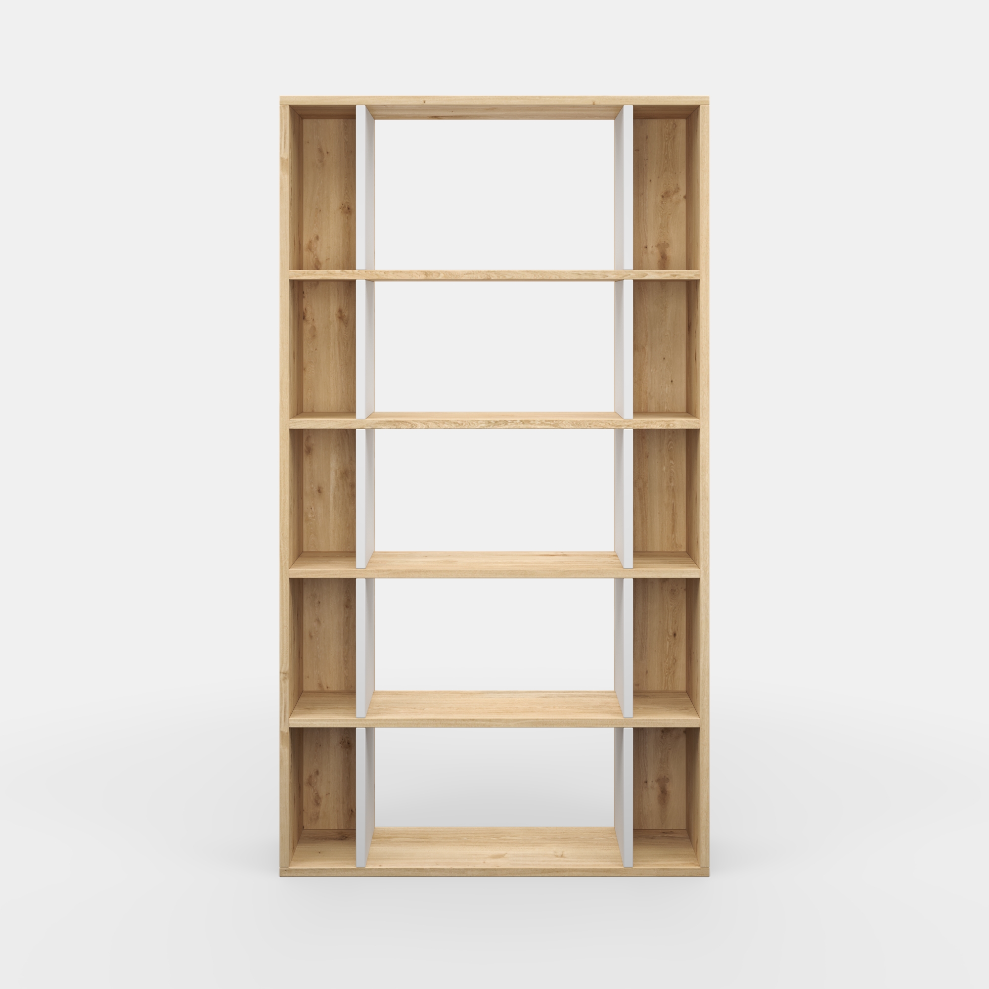 Ada Home Decor Sanborn Multiple Tier Open Shelf Modern Bookcase, Oak/White