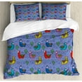thumbnail image 1 of Llama Duvet Cover Set Queen Size, Cartoon Style Furry Animals with Mexican Folk Details Triangle and Cactus Kids Design, Decorative 3 Piece Bedding Set with 2 Pillow Shams, Multicolor, by Ambesonne, 1 of 3