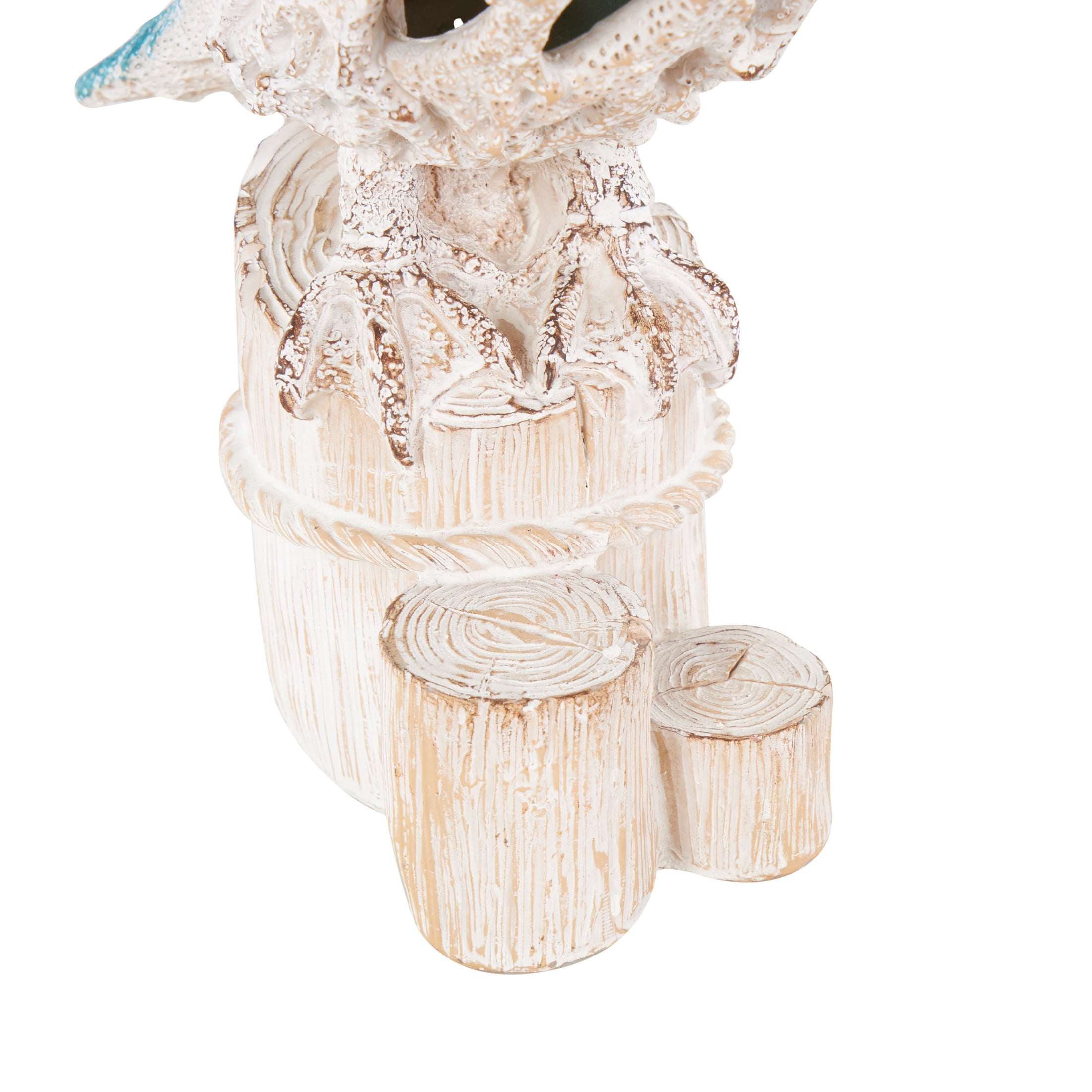 8" x 13" Blue Polystone Textured Pelican Sculpture with Blue Feathers, by DecMode