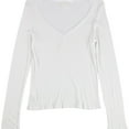 thumbnail image 2 of Project Social T Womens Ribbed V-Neck Basic T-Shirt, White, Juniors, Small, 2 of 2