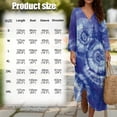 thumbnail image 6 of COEQINE Women's Midi Dress 3/4 Sleeve Wrap V-Neck Casual Sundress, Loose Fit Linen-Like Calf Length Tunic Dress for Women, Machine Washable, Size S, Blue Tie-dye, 6 of 6