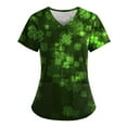 thumbnail image 3 of ZZwxWA St Patty Day Outfits for Women Graphic Tees Short Sleeve Nurse Tops V Neck Scrub Shirt Clover Print Tops Summer Tops, 3 of 4