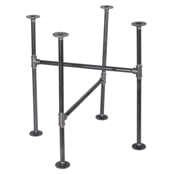 Pipe DÉCOR Industrial Table Rustic Pipe Kitchen Metal Frame 3/4 Inch Pipe Base 30" Height Sturdy Simple Table Base for Home Office, Basement, Study, Solitaire Design