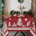 thumbnail image 3 of Rectangle Christmas Tablecloth 60x102In,Christmas Tree Elk Santa Snowflake Red Christmas Tablecloth,Polyester Waterproof Wrinkle Resistant Durable Table cloth for Holiday,Kitchen,Winter and Home Decor, 3 of 6