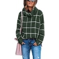 thumbnail image 1 of Suéteres de otoño 2021 para mujer, suéter de punto de cuello alto, jersey de manga larga a cuadros con abertura lateral, prendas de vestir a cuadros, Tops holgados Zhivalor WMZY-700-12, 1 of 8