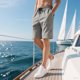 thumbnail image 4 of pstuiky Abreviatura para hombres, Pantalones de cuero con etiqueta y cintura elástica para hombre, color liso, a la moda Pantalones cortos cargo, 4 of 8