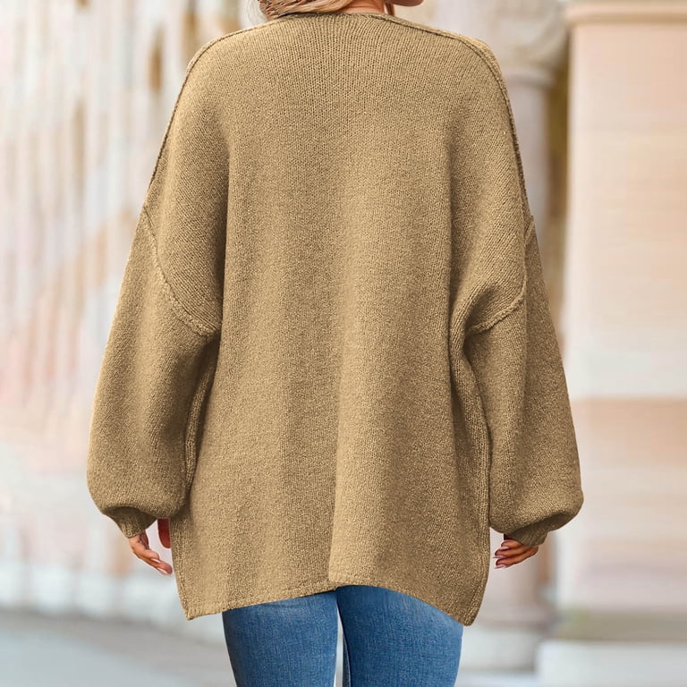 qucoqpe Cardigan Sweaters for Women Oversized Lantern Sleeve Knit