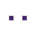 thumbnail image 3 of 0.5 Ct Princess Cut Studs Purple Natural Amethyst 14K Rose Solid Solid Gold Everyday Dainty Earrings Push Back, 3 of 7