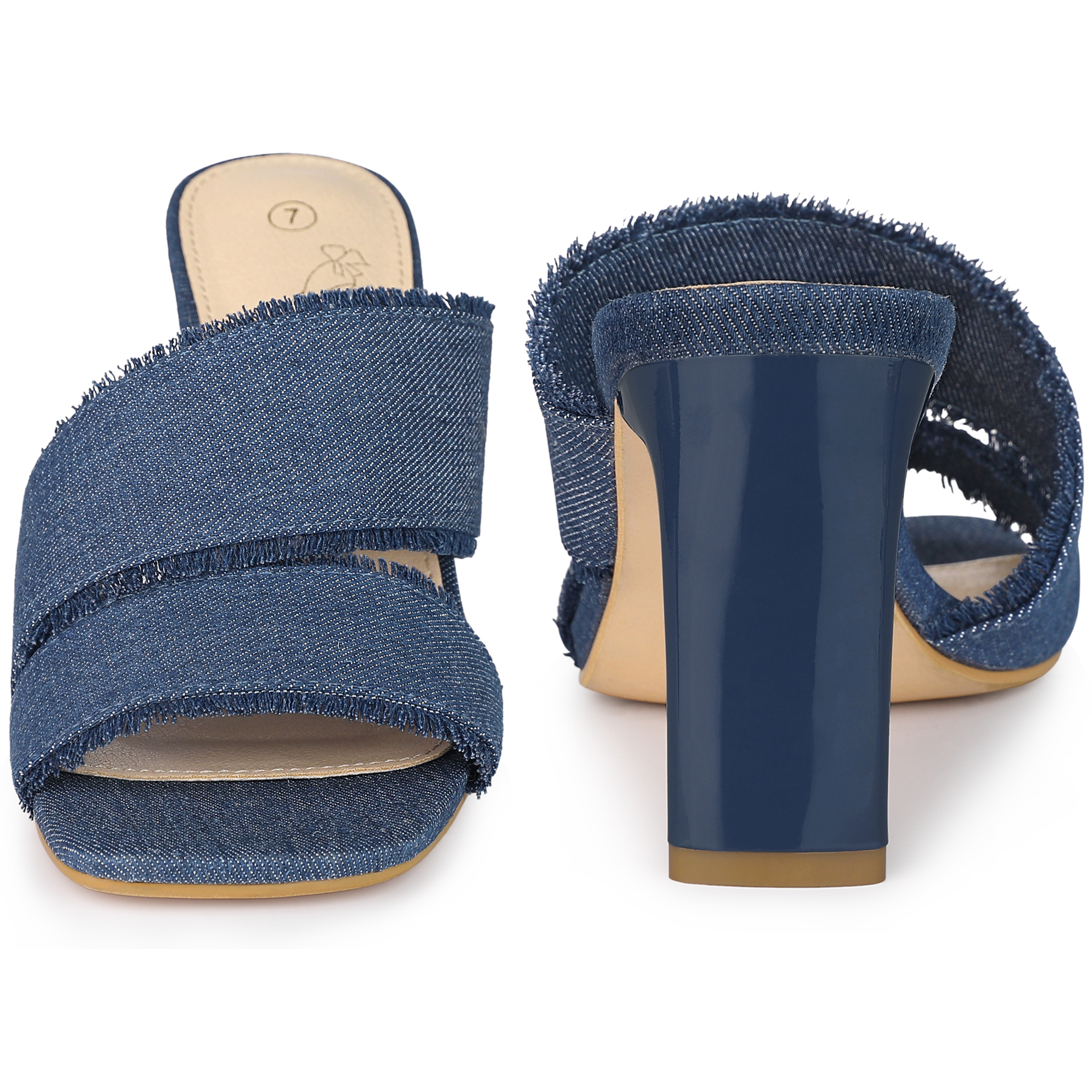 Unique Bargains Women's Slide Heels Mules Block Heel Sandals