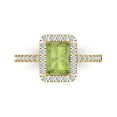 thumbnail image 2 of 1.86ct emerald cut green natural peridot 14k yellow gold halo Bridal Wedding Engagement Promise Anniversary Ring for Women size 3.75, 2 of 7
