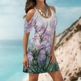 thumbnail image 2 of Dyegold Sundresses for Women Casual Beach - Mini Dresses for Women Cold Shoulder Short Sleeve Floral Printed Plus Size Casual Flowy Party Holiday ​​Sun Dresses, 2 of 5