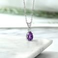 thumbnail image 4 of Gem Stone King 925 Sterling Silver Purple Amethyst and White Topaz Pendant Necklace for Women (1.38 Cttw, Gemstone February Birthstone, Pear Shape 9X6MM, with 18 inch Chain), 4 of 4