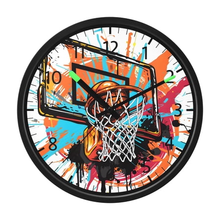 BZSMCE Silent Voice Activated LED Night Light Wall Clock 12 Inch With 12 in Clock with Basketball