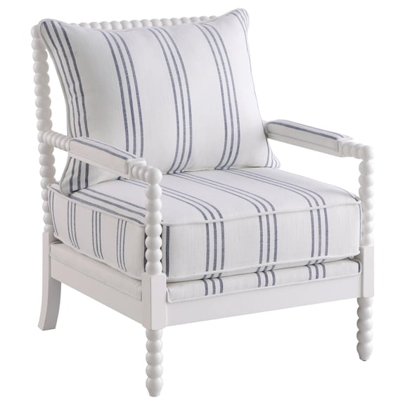 Bowery Hill Fabric White/Navy Accent Chair Rectangular Removable Cushions 38" x 29.5" x 34" Unassembled