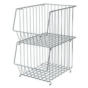 Compact Wire Storage Baskets - Set of 2