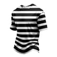 thumbnail image 2 of Mfakffe Men T Shirts Crewneck Striped T-Shirt Soft Elastic Tees Summer Beach Casual Tops, 2 of 5