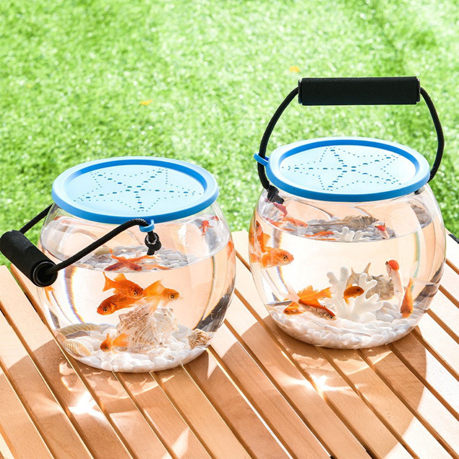 Convenient Fish Transport Container Small Fishtanks For Beach Use Safe Clear Lid Aquarium Carriers For Home Travel Use