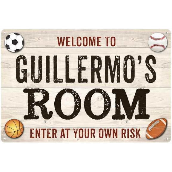 GUILLERMO'S Room Kids Bedroom Sign Boy's Gift 8x12 Metal 108120090436
