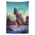 thumbnail image 3 of Ambesonne Fantasy Tablecloth Rectangular Table Cover, Crashed Spaceship Art, 60"x90", Blue Green, 3 of 4