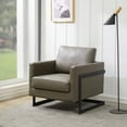 thumbnail image 2 of LeisureMod LAB31GR-L 34.25 x 31.5 x 34 in. Lincoln Leather Accent Armchair with Black Steel Frame, Grey, 2 of 6