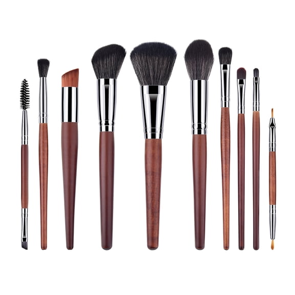 unbranded 10pcs Wooden Handle Nylon Bristles Makeup Brush Cosmetics Powder Blush Brush Kit for Woman Ladies ( -072)