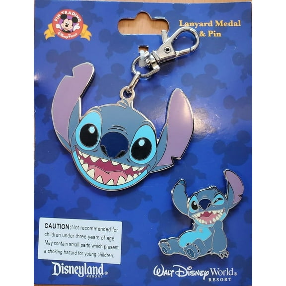 Disney parks Stitch Lanyard Medal and Pin