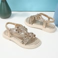thumbnail image 7 of MEZZALL Child Girl Princess Sandals Rhinestone Slingback Sandals Elastic Ankle Strap Casual Bohemian Beach Shoes Daily Adorable Casual Kids Everyday Solid Color Toddler Footwear, 7 of 7