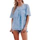 thumbnail image 3 of VISgogo, camisetas de gasa de verano para mujer, camisetas de manga corta acampanadas informales holgadas de encaje de Color sólido, ropa de calle para el día a día VISgogo  moda, 3 of 9
