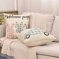 thumbnail image 3 of Set of 4 Decorative Easter Bunny Throw Pillow Covers - Truck Eggs Linen 18 x 18 Inches Pillow Cushion Case for Sofa Couch Bed Home Outdoor Car (18" x 18", Easter/Rabbit), 3 of 6
