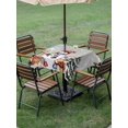 thumbnail image 3 of Outdoor Tablecloth with Umbrella Hole and Zipper, Grey Christmas Square Table Cloth 54x54 Inch Waterproof Tablecloth, Snowman Squirrel Cat Xmas Tree Snowflake Picnic Table Cover for Patio Camping, 3 of 7