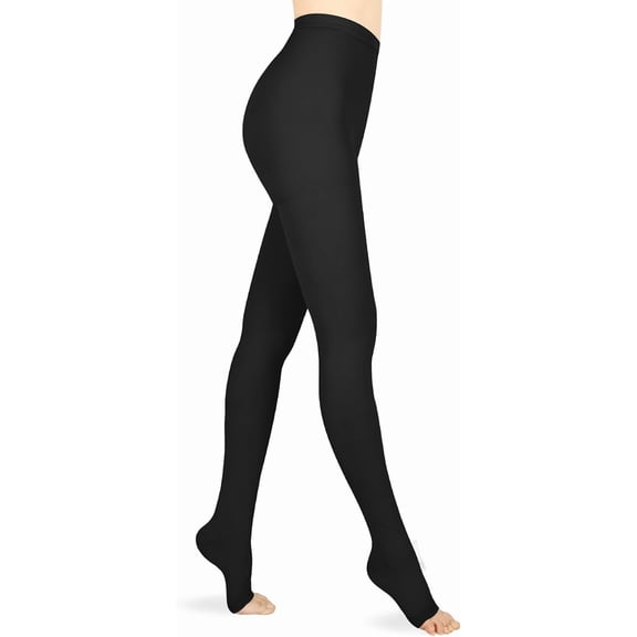 MARTINE MALL 1 Pair 15-20 mmHg Compression Pantyhose Medical Open Toe Compression Stockings for Women(Black ,3XL)