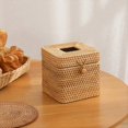 thumbnail image 4 of Cubierta Cuadrada para Caja de Pañuelos de Ratán, Soporte para Pañuelos Faciales de Mimbre Tejido A Mano con Tapa Abatible, para Baño, Oficina y Hogar, 4 of 5