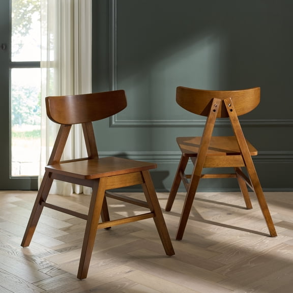 Safavieh Farrah Modern Wood Dining Side Chairs, Walnut (Set of 2)