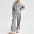 thumbnail image 2 of Rovga Cute Outfits For Girls Long Sleeve Children'S Sports Zipper Stand Up Collar Top And Trousers Splicing Hoodie Fashion Set Grey Adorable Homewear 8-9 Years, 2 of 9
