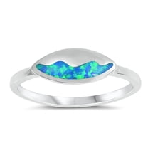 CHOOSE YOUR COLOR Blue Simulated Opal Ocean Wave Water Nature Ring .925 Sterling Silver Band CZ Female Size 6