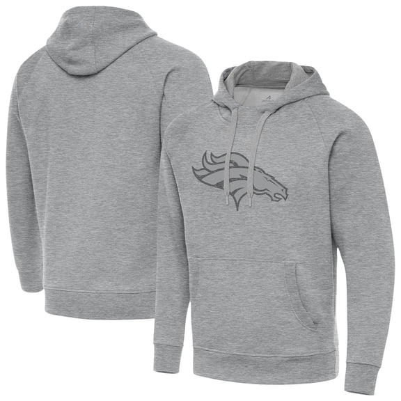 Men's Antigua  Heather Gray Denver Broncos Victory Hoodie