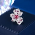 thumbnail image 2 of French Court Style Light Luxury High-end Ring Femininity Ruby Super Flash Heavy Industry Color Treasure Three-dimensional Flower Ring, 2 of 15