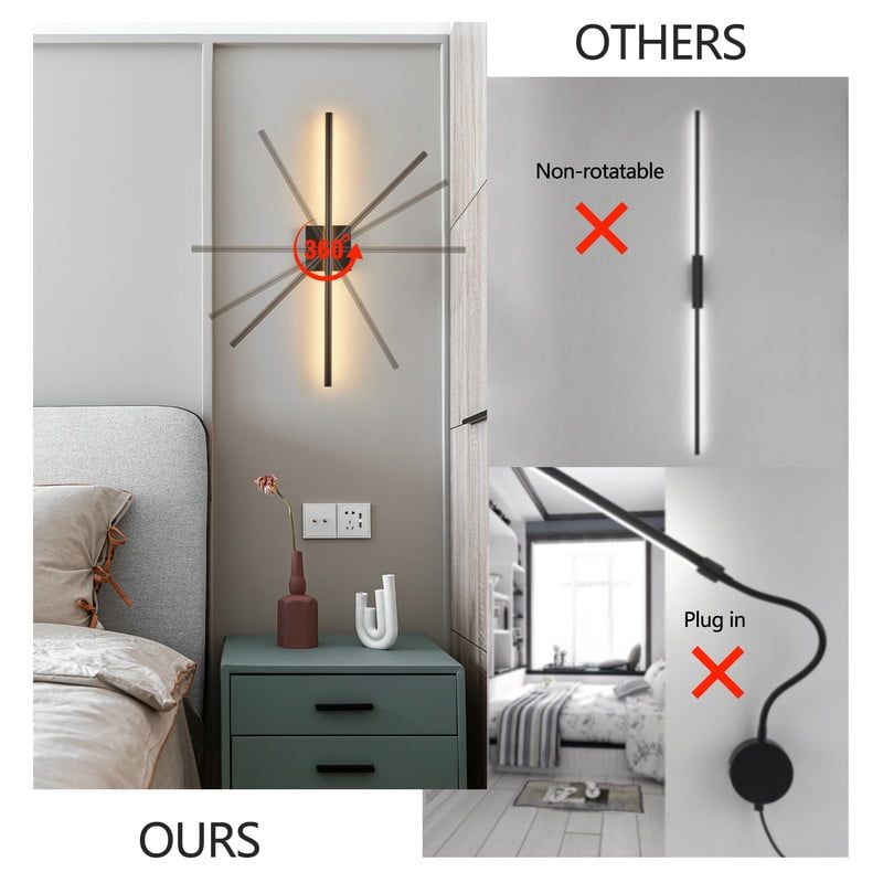 28" 2-Pack Modern LED Wall Sconce Light Fixtures, Matte Black, Dimmable Wall-Mounted Up and Down Indoor Lights with Remote, Hardwired, for Living Room, Bedroom, Hallway, Hotel, Home Decor