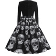 thumbnail image 5 of Disfraces de Halloween con estampado de calaveras para mujer, manga larga, vestido de ama de casa de los años 50, fiesta de noche, graduación, disfraces de cosplay elegantes y aterradores, 5 of 5