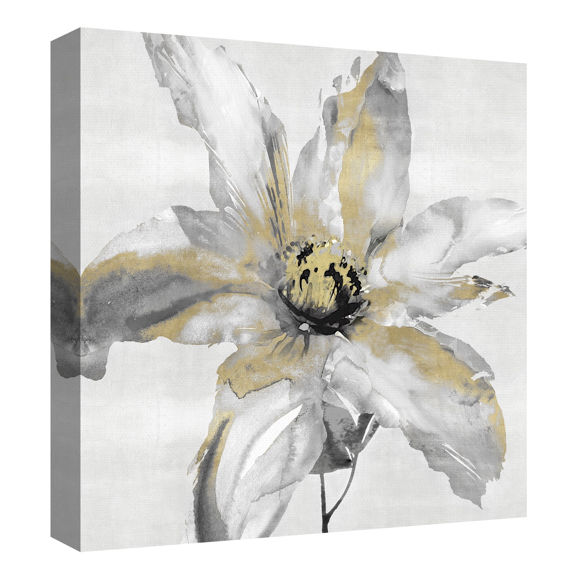 Gold Hearted Flower, Petals and Gold by Tania Bello Floral Canvas Art Set of II
