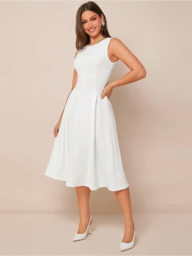 round neck fit and flare dress Women's Fit And Flare Mini Dress in Red