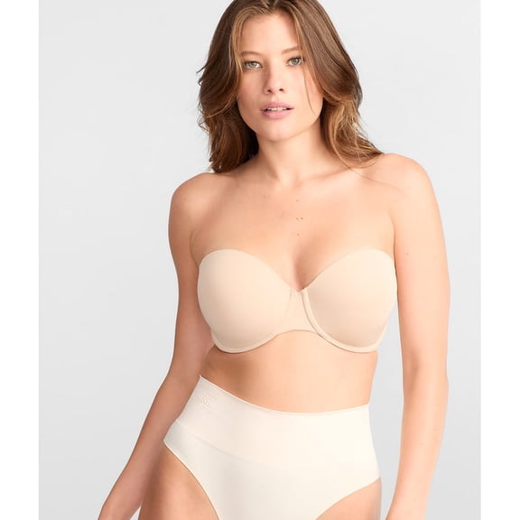 Lauren Ralph Lauren Women's Luxe Smoothing Convertible Strapless Bra 4L0056 - Light Truffle, Size 36DD