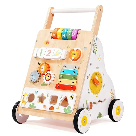 Andador para Bebé ZippyZebra de Madera con Ruedas y Velocidad Ajustable