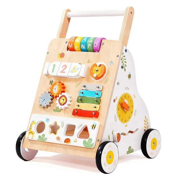 Andador para Bebé ZippyZebra de Madera con Ruedas y Velocidad Ajustable