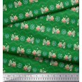 thumbnail image 3 of Soimoi Green polyester Crepe Fabric Snowman & Snowflake Christmas Print Sewing Fabric Yard 42 Inch Wide, 3 of 5