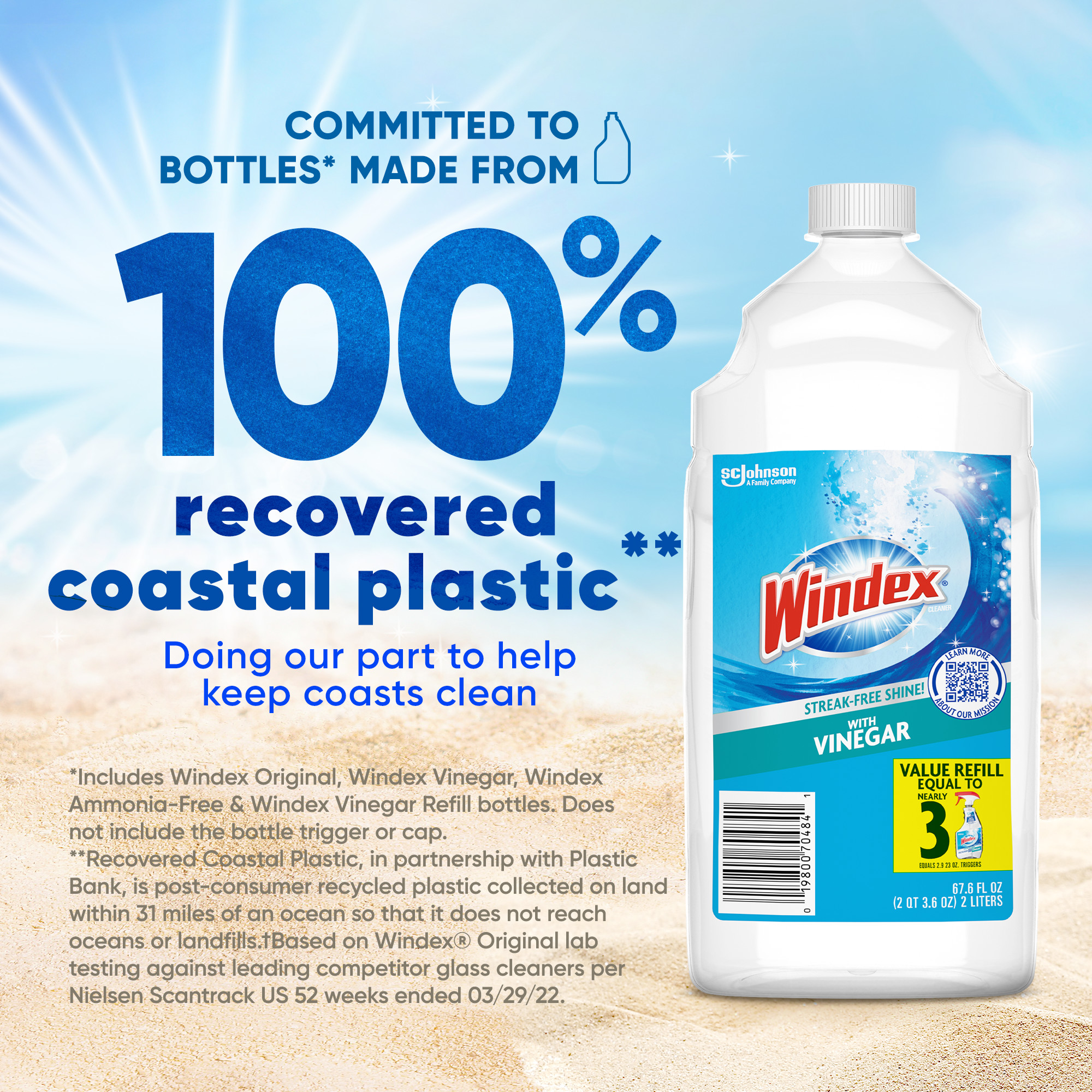 Windex with Vinegar Glass Cleaner Refill, 67.6 fl oz photo 2