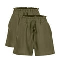 thumbnail image 5 of LOVZFMLL Femmes Décontracté Solide Confortable Bandage Taille Élastique Poche Nouvelle Mode Short Vert Armée TG, 5 of 5
